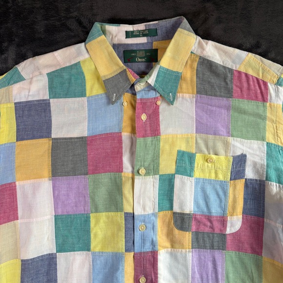 Vtg Orvis Mens XL‎ Patchwork Quilted Short Sleeve Button Up Shirt 100% Cotton - Picture 5 of 11